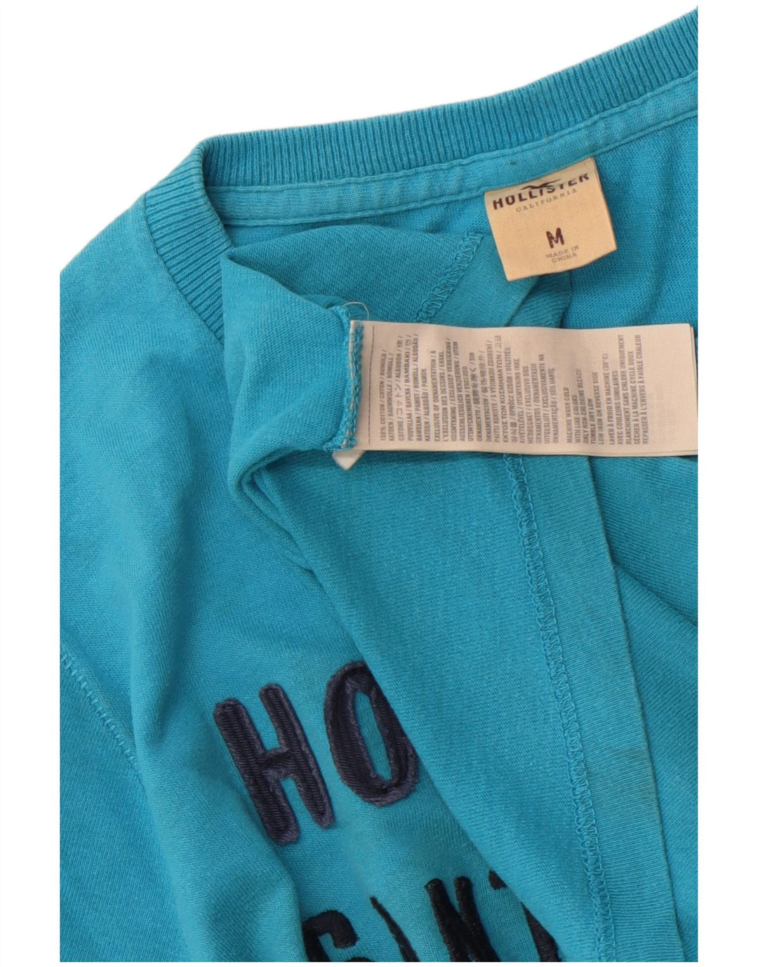 Camiseta Hollister Hombre Graphic Top Algodón Azul Medio