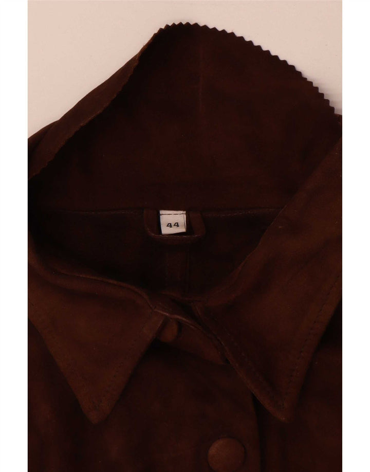 Vintage mujer chaqueta de ante de gran tamaño IT 44 cuero marrón medio