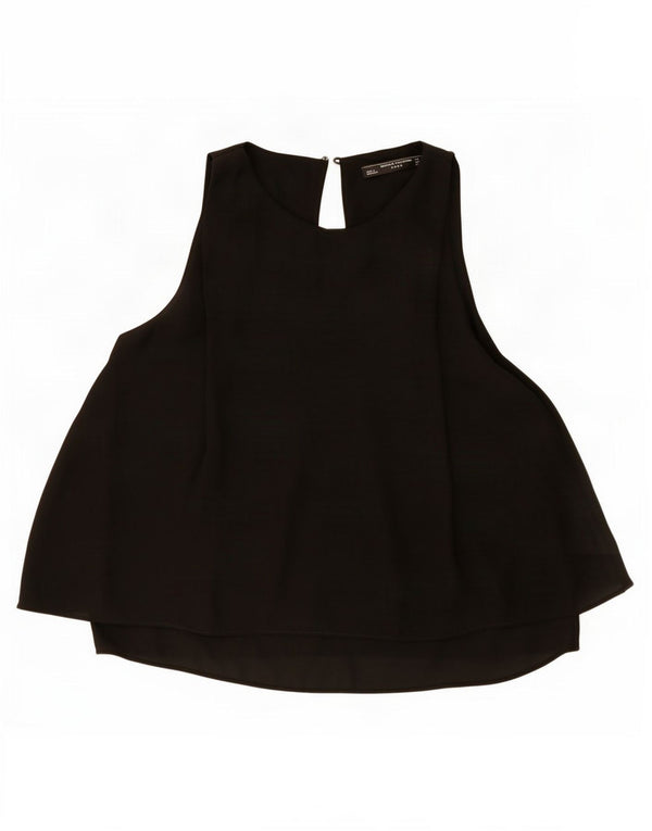 Zara Mujer Trafaluc Blusa Sin Mangas Top UK 6 XS Negro