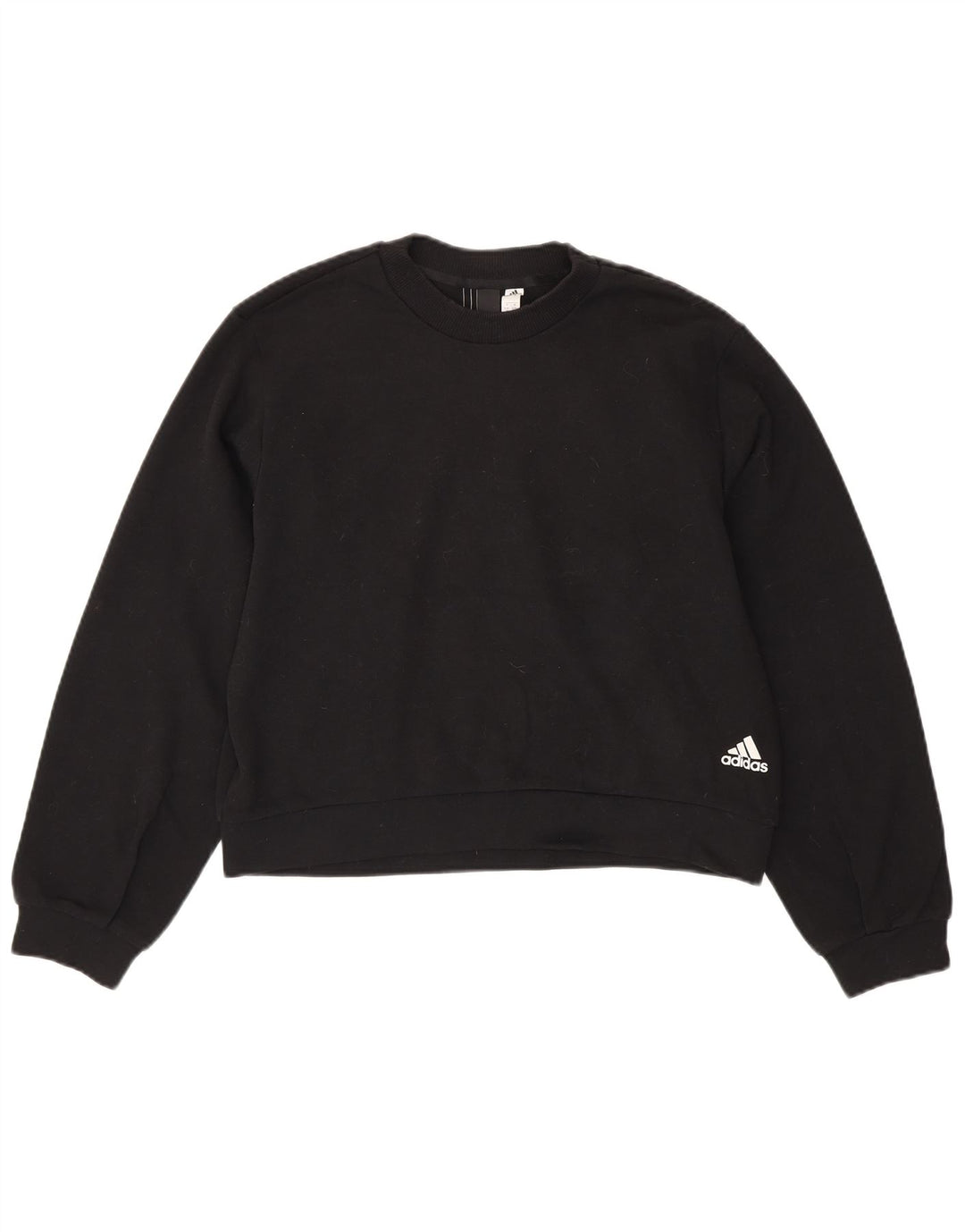 ADIDAS Mujer Crop Oversize Sudadera Jumper UK 8/10 Small Negro