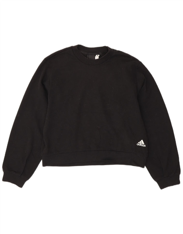 ADIDAS Mujer Crop Oversize Sudadera Jumper UK 8/10 Small Negro