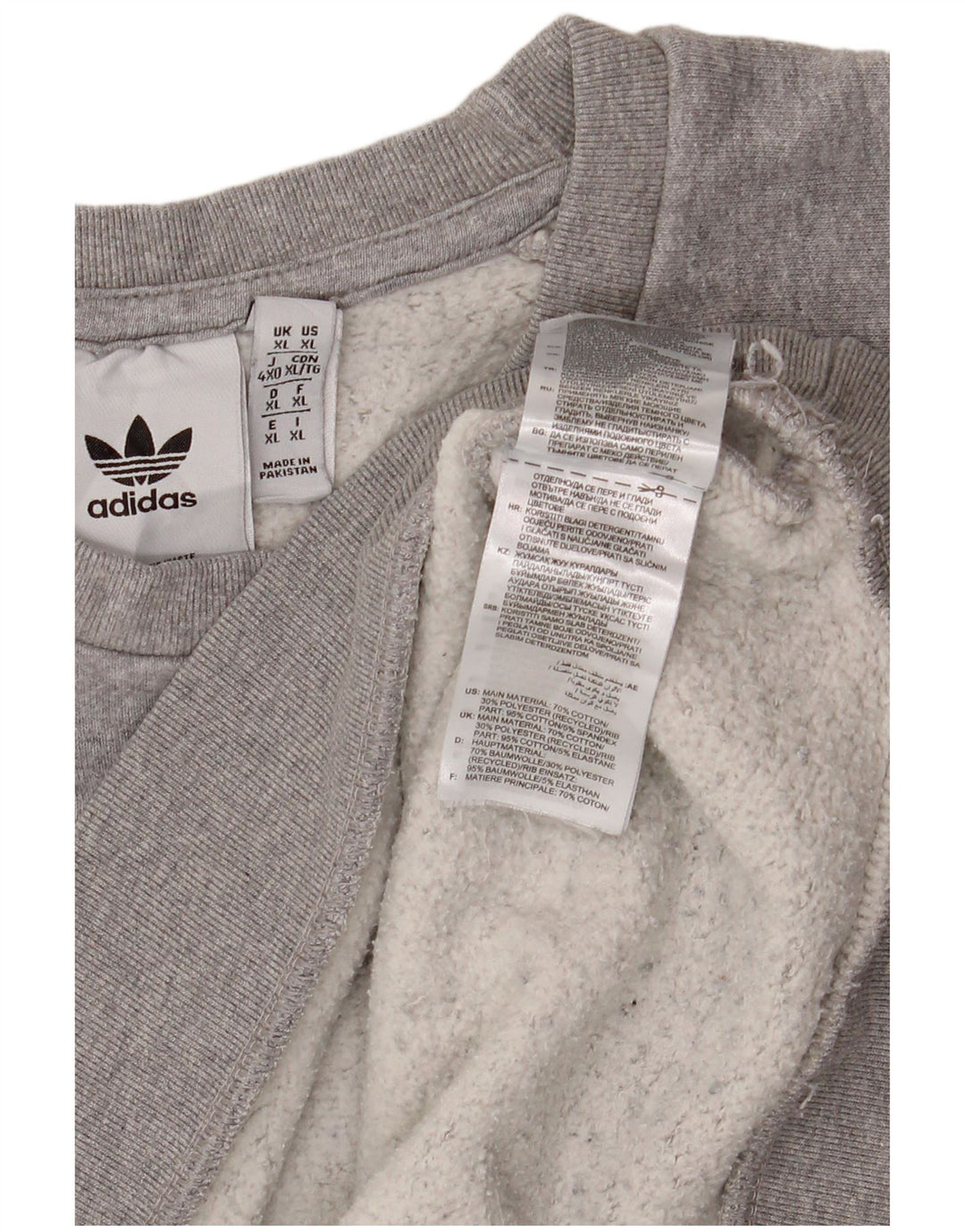 Adidas Hombre Sudadera Jumper XL Gris Algodón Moteado