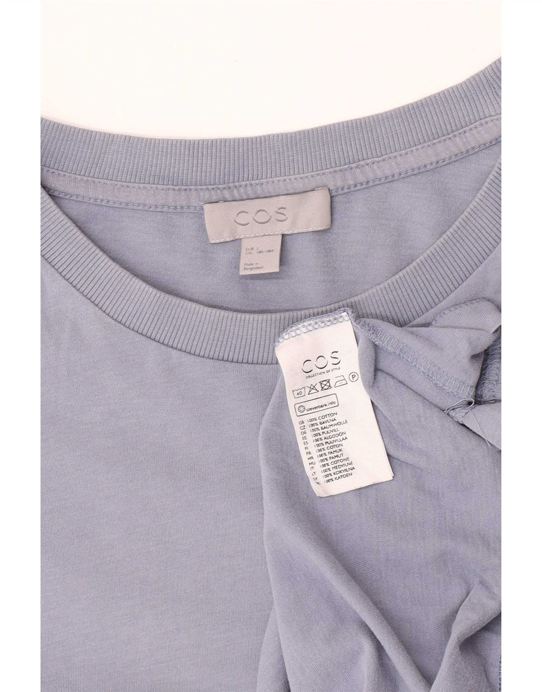 Cos camiseta para hombre Top grande de algodón azul