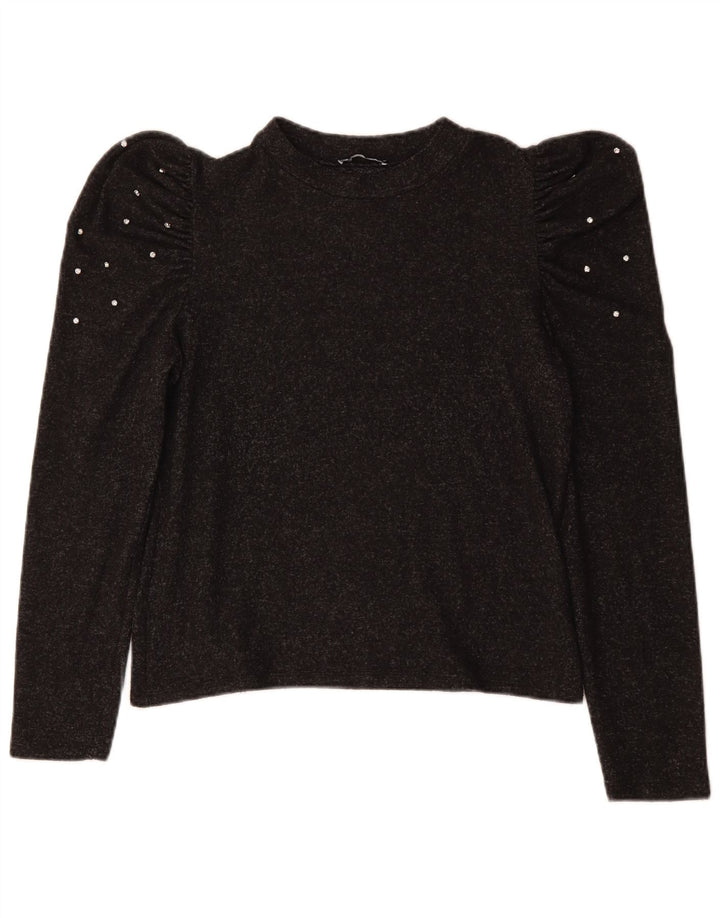 ZARA Mujer Top Manga Larga UK 44 Grande Gris