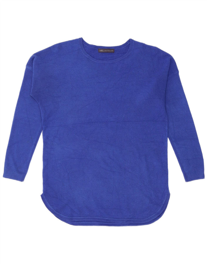 Marks & Spencer Jersey extragrande con cuello barco para mujer, talla 40, color azul pequeño