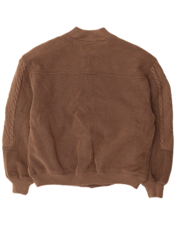 UMBERTO VALLATI Chaqueta bomber de punto para hombre IT 52 XL Marrón Geométrico