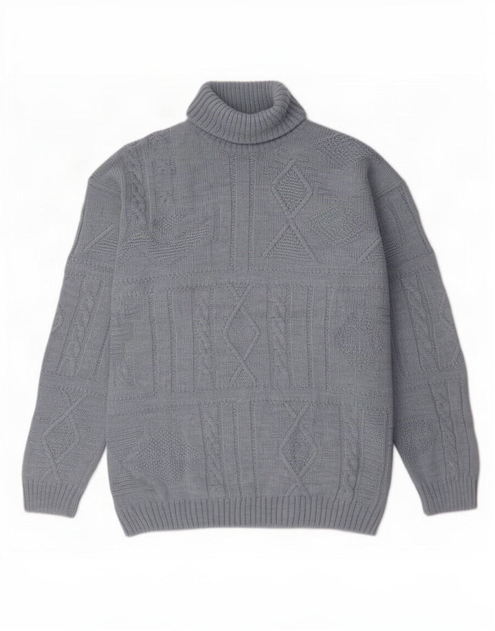 Settebello Hombre Jersey De Cuello Vuelto De Lana Azul Medio