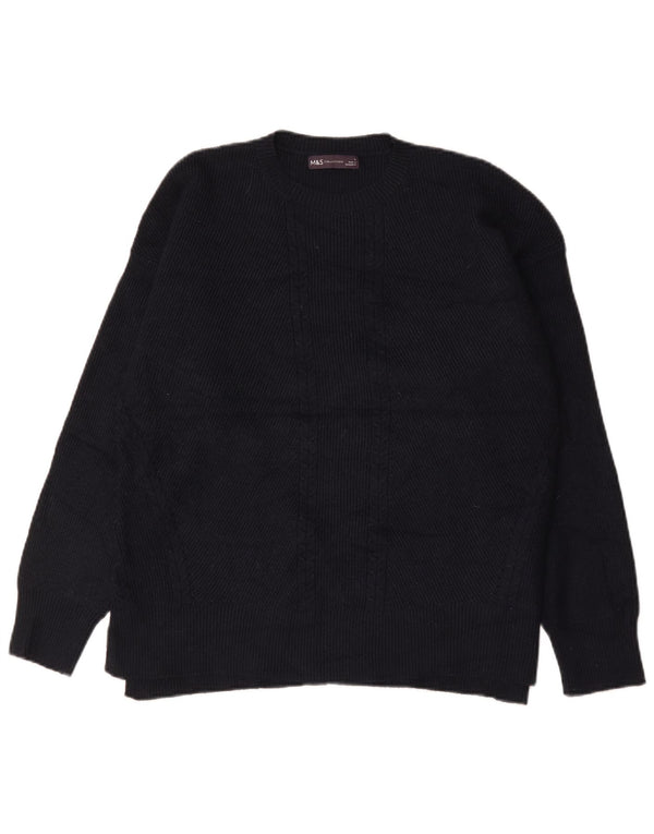 Marks & Spencer - Jersey de cuello redondo para hombre, talla grande, viscosa, color azul marino