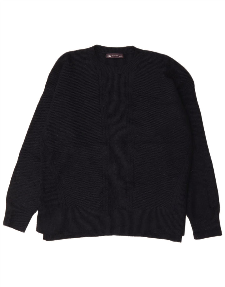 Marks & Spencer - Jersey de cuello redondo para hombre, talla grande, viscosa, color azul marino