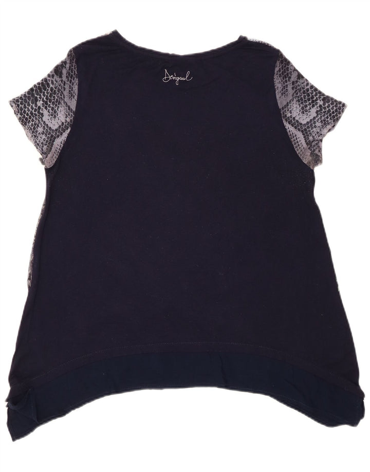 Desigual Top tipo túnica con gráfico para mujer UK 40 Medio Azul marino Floral
