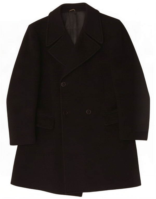 Abrigo cruzado vintage para hombre UK 36 Small Black