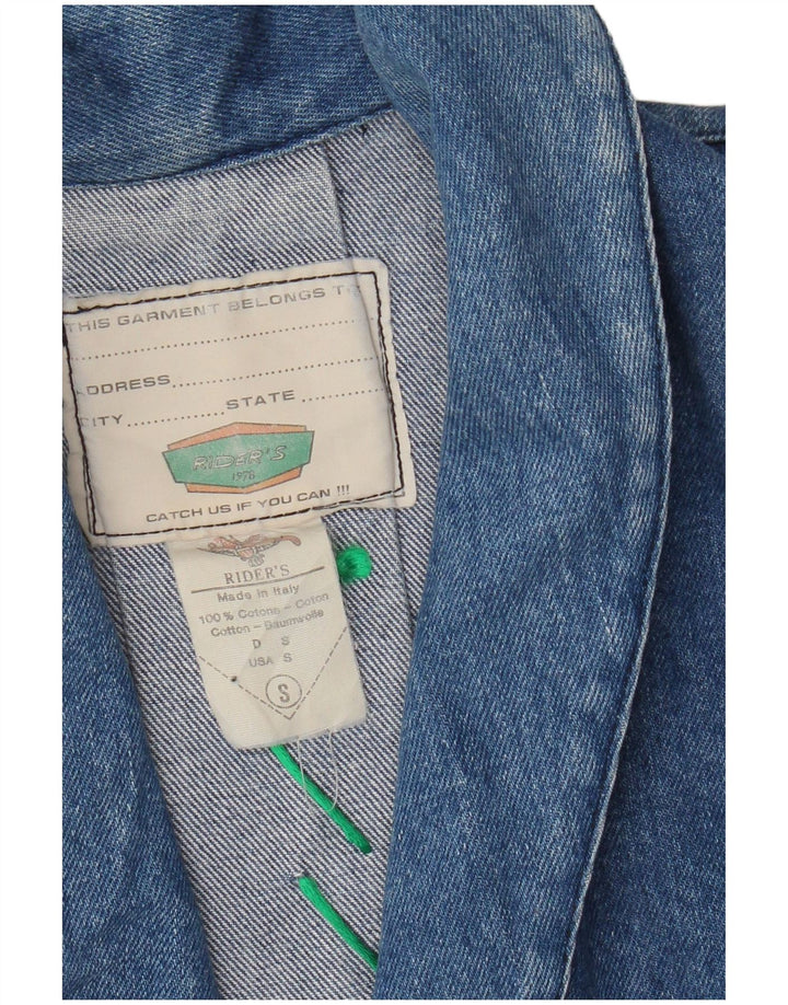 Vintage mujer crop denim chaqueta Reino Unido 10 pequeño algodón azul