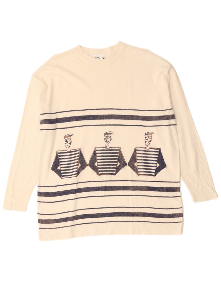 Sevres Mens Graphic Top Manga Larga XL Off White Rayas