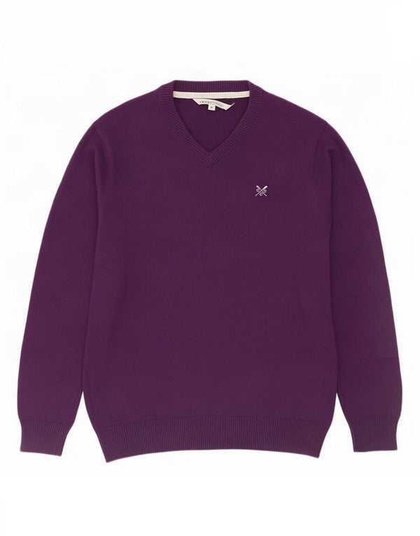 Crew Clothing - Jersey con cuello en V para hombre, algodón, color morado medio