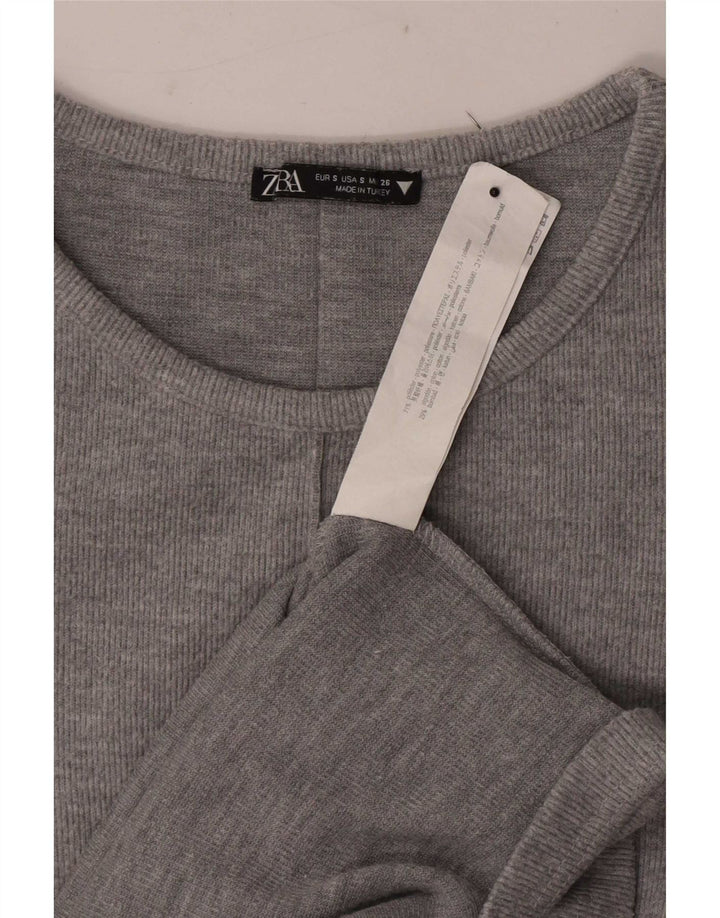 Zara Mujer Vestido Camiseta Reino Unido 8 Pequeño Poliéster Gris