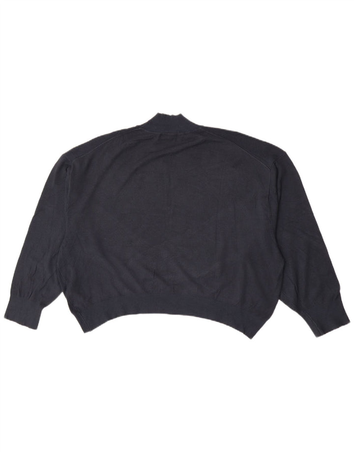Zara Jersey extragrande con cuello de tortuga para mujer, talla 40, talla grande, azul marino