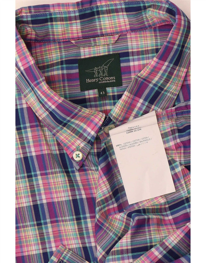 Henry Cottons Camisa Hombre Talla 43 XL Algodón Cuadros Multicolor