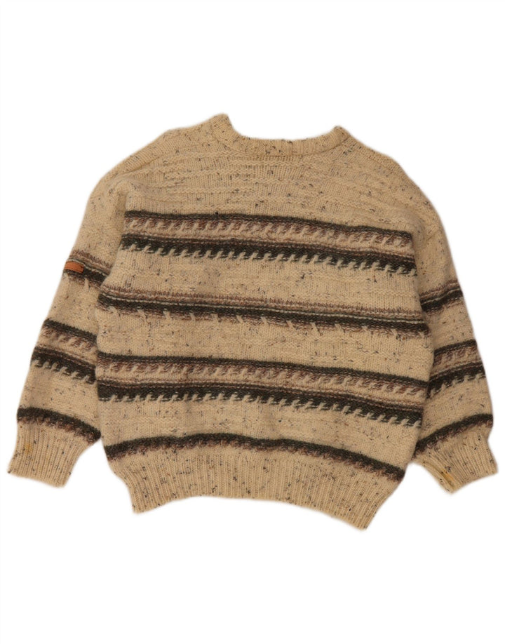 SERGIO TACCHINI Jersey de cuello redondo para mujer UK 46 Grande Beige Rayas