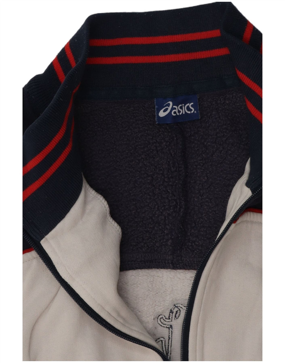 ASICS Chaqueta de chándal con gráfico para hombre, color blanco grande, color block