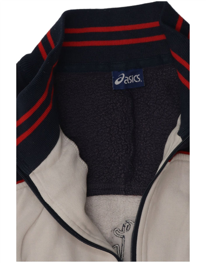 ASICS Chaqueta de chándal con gráfico para hombre, color blanco grande, color block