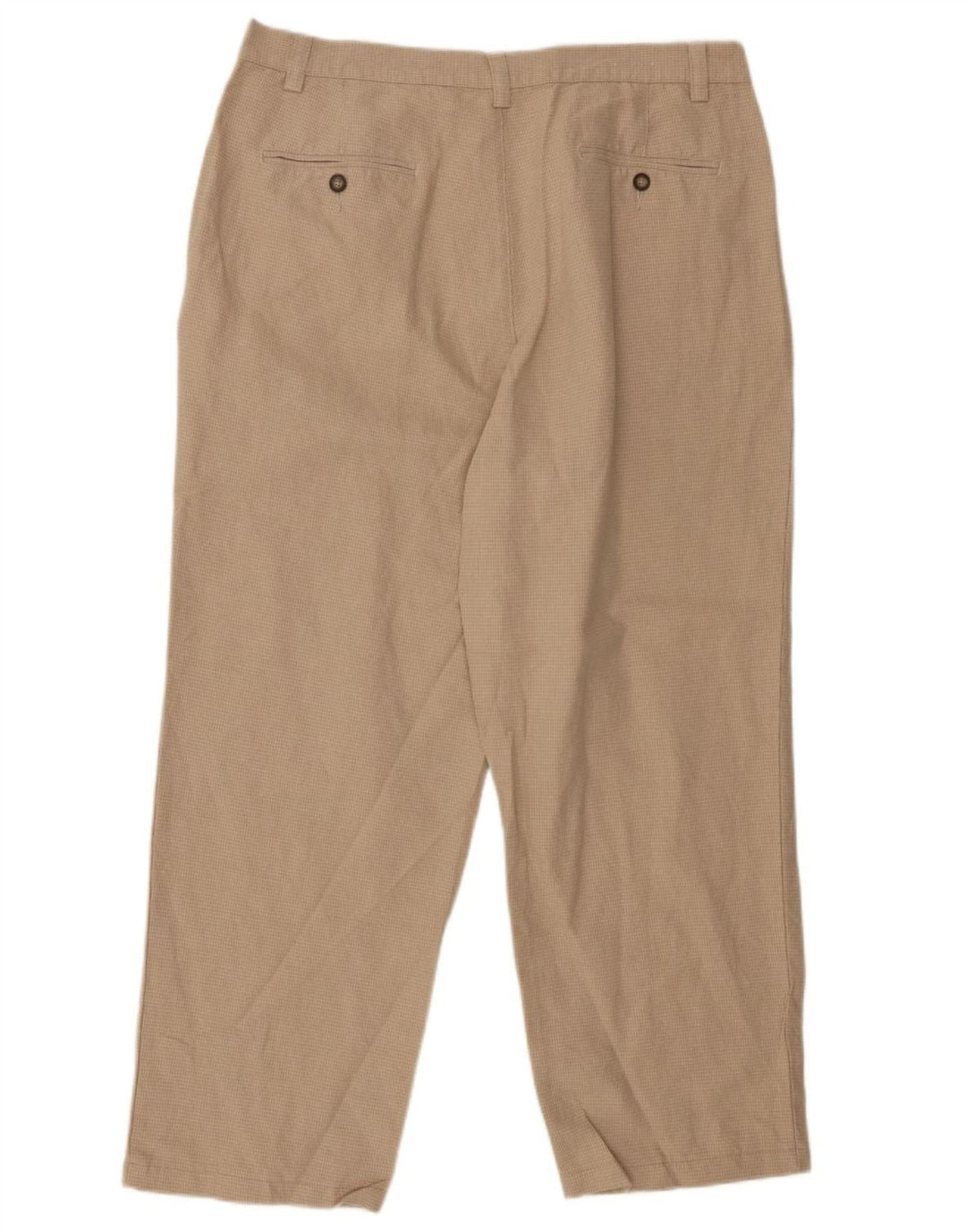 EDDIE BAUER Pantalón chino con pinzas para hombre W36 L30 Lino de pata de gallo beige