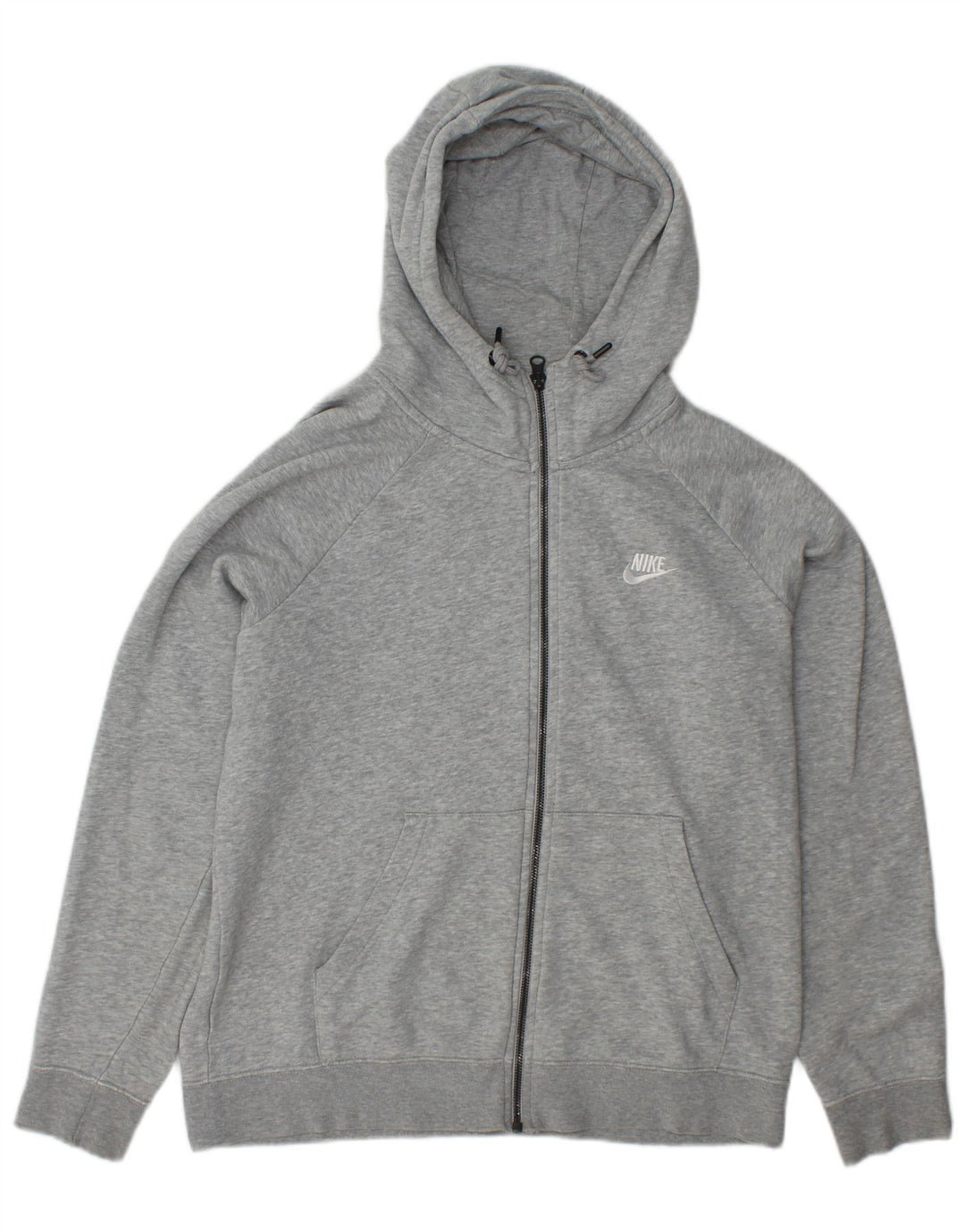 NIKE Sudadera con capucha y cremallera para mujer UK 14 Algodón gris medio