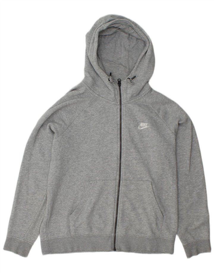 NIKE Sudadera con capucha y cremallera para mujer UK 14 Algodón gris medio