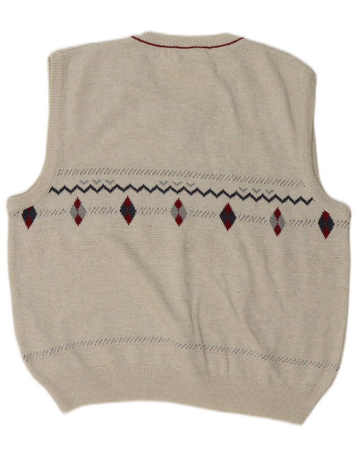Canda - Camiseta sin mangas para hombre, talla grande, color beige, algodón Argyle/Diamond