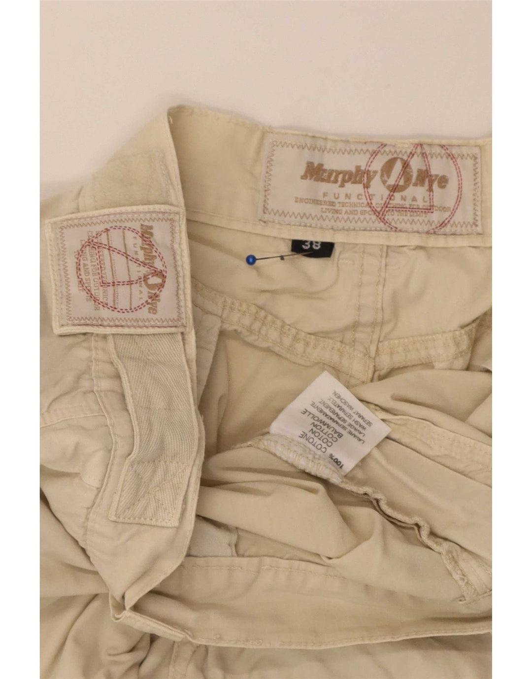 Murphy & Nye Pantalones cortos cargo para hombre W38 XL Algodón beige