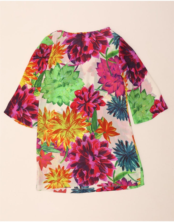 Zara Mujer Top Túnica Transparente UK 10 Small Multicolor Floral