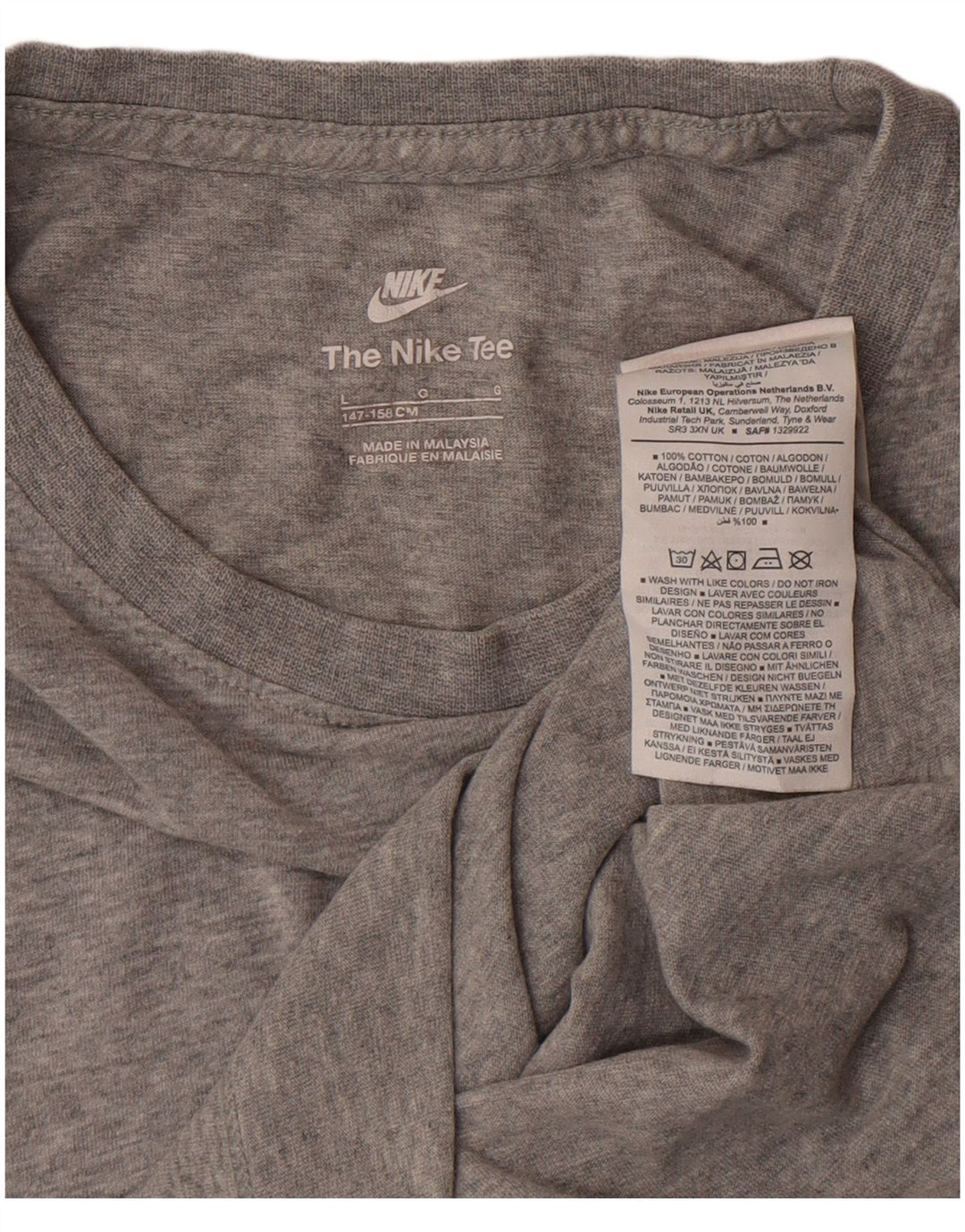 Nike Camiseta para niño 12-13 años Grande Gris Moteado de algodón