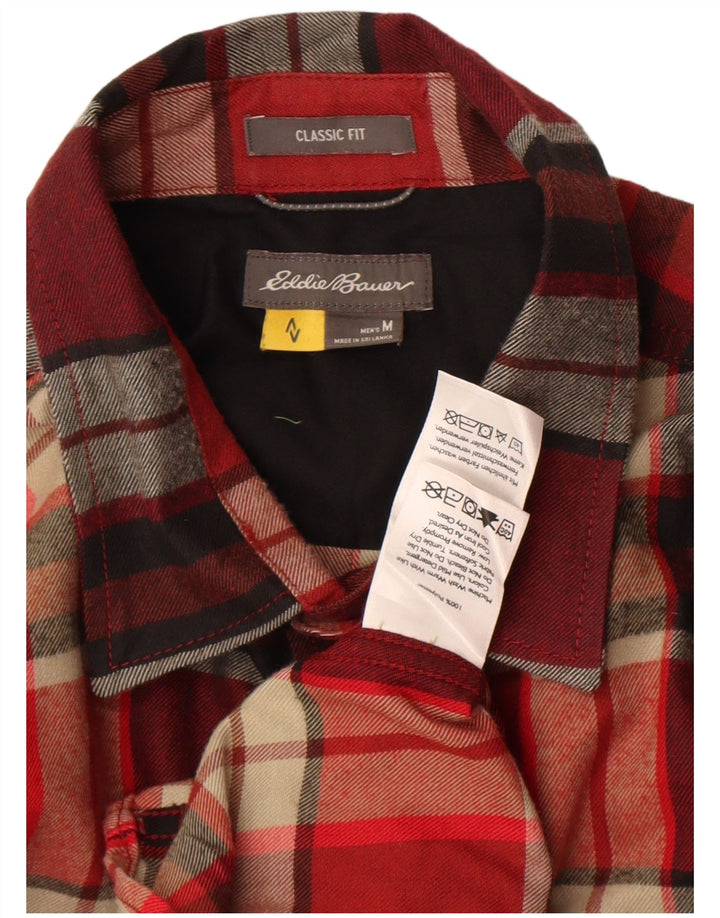 Eddie Bauer Camisa de franela de corte clásico a cuadros para hombre Cuadros rojos medianos