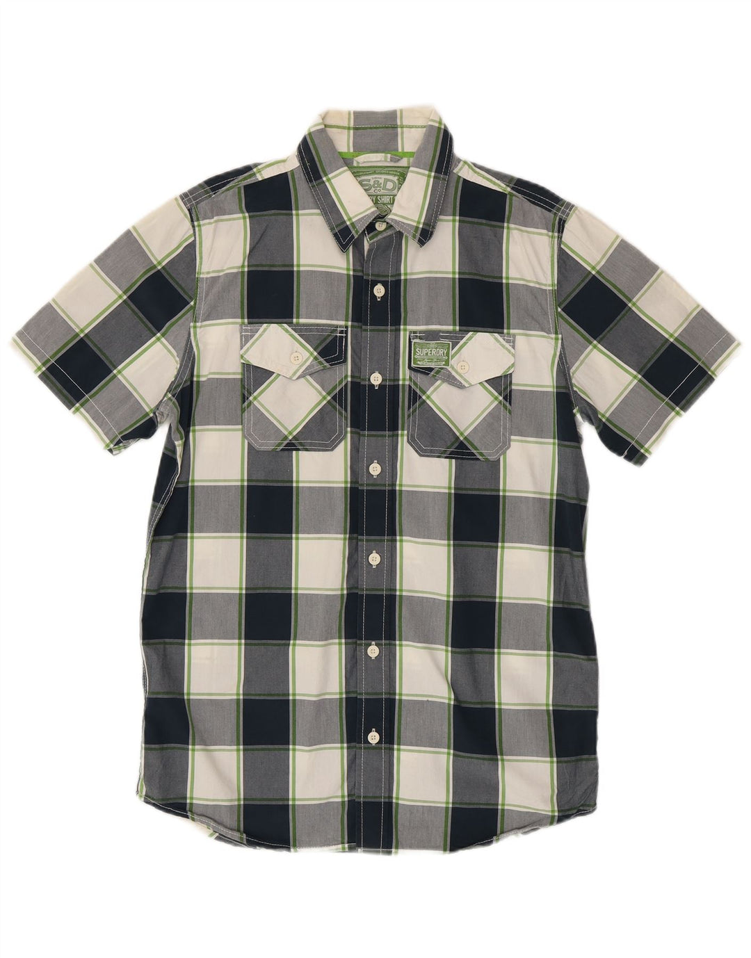 Superdry Camisa De Manga Corta Para Hombre De Algodón A Cuadros Azul Marino Grande