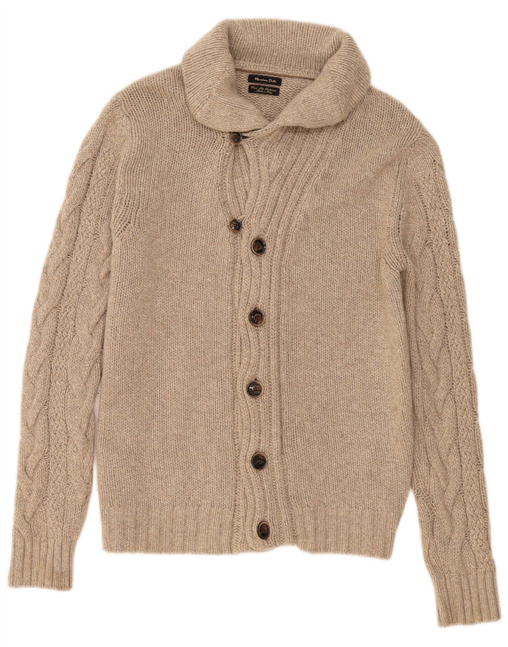 Massimo Dutti Jersey Cárdigan Hombre Large Lana Beige