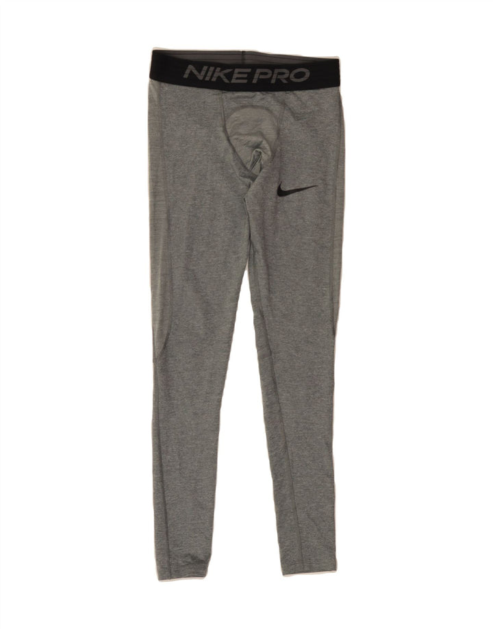 NIKE Womens Dri Fit Graphic Leggings UK 8 Small Grey Colourblock Polyester Vintage Nike and Second-Hand Nike from Messina Hembry 