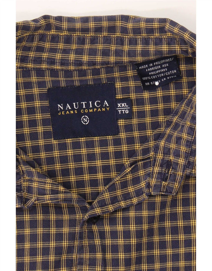 Nautica Camisa Hombre 2XL Azul Marino Cuadros Algodón