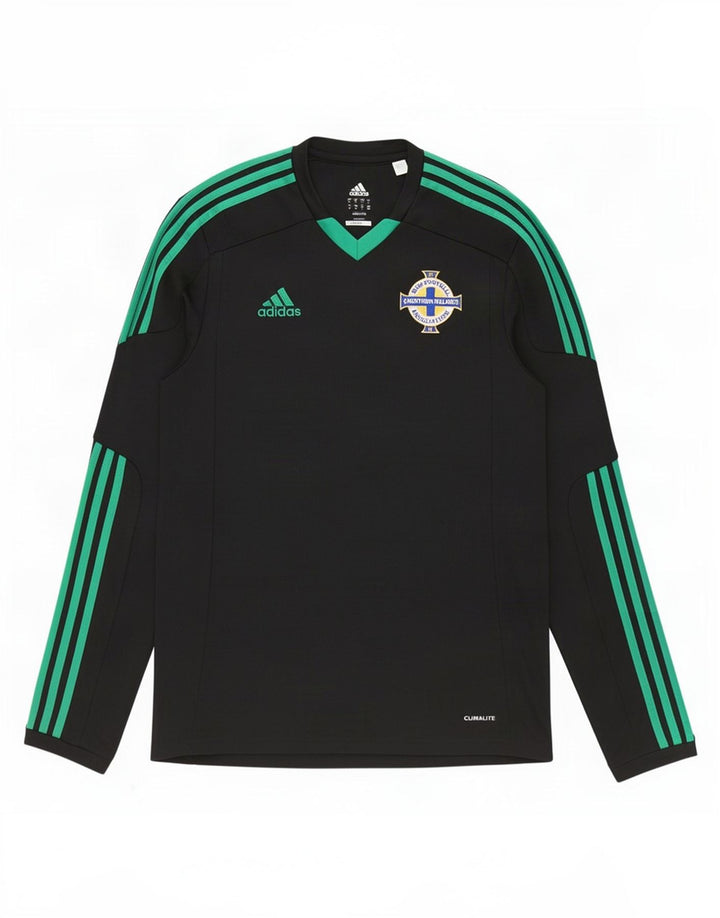 Adidas Camiseta De Fútbol Irlandesa Para Hombre Manga Larga Poliéster Negro Mediano