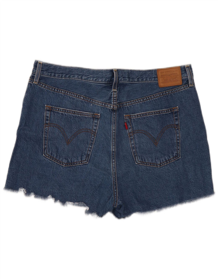 Levi's Mujer Ribcage Pantalones Cortos De Mezclilla Desgastados W34 Azul Grande