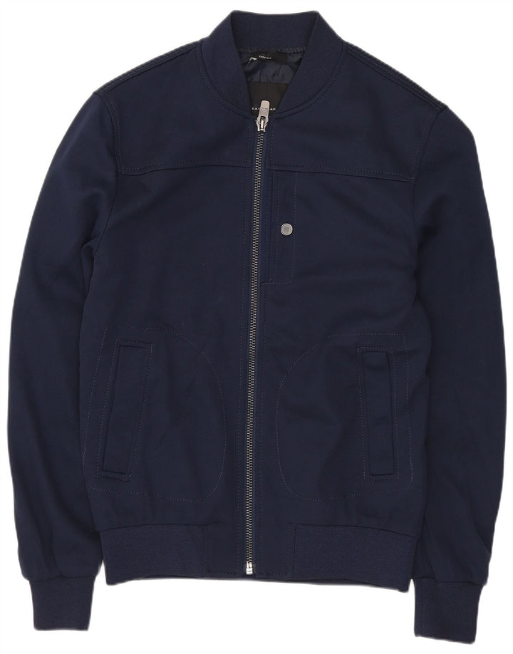 Zara Mens Bomber Jacket UK 36 Small Azul Marino Poliéster