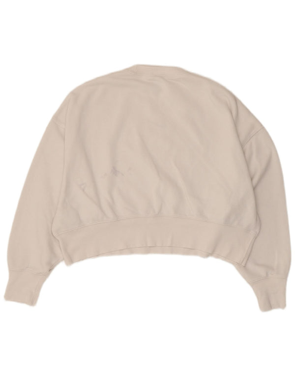 Nike Mujer Crop Oversize Sudadera Jumper UK 6 XS Algodón Blanco
