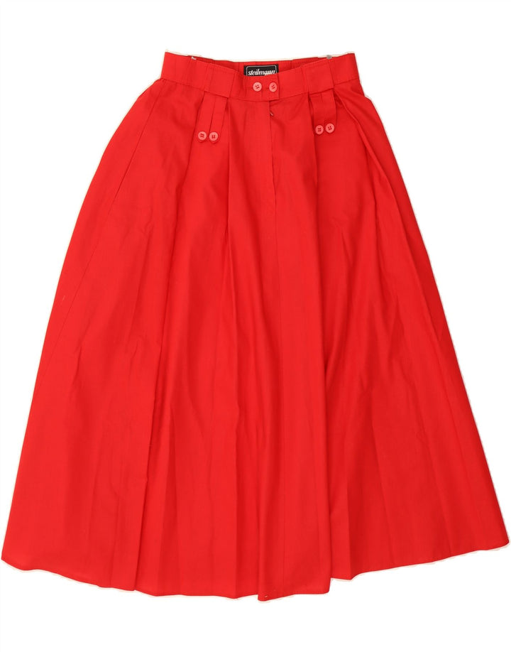 STEILMANN  Womens A-Line Skirt UK 10 Small Red Cotton Vintage Steilmann and Second-Hand Steilmann from Messina Hembry 