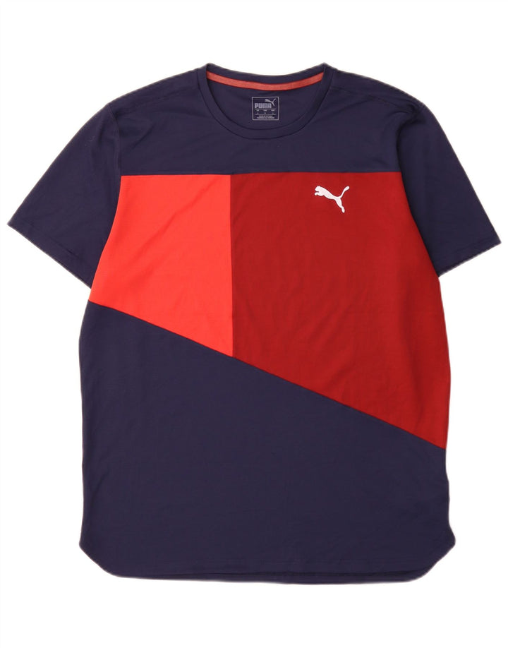 Puma Camiseta para hombre Top Large Azul marino Colorblock Poliéster