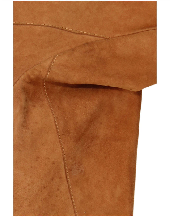 VINTAGE Chaqueta Blazer de ante de 3 botones para mujer IT 42 Marrón medio