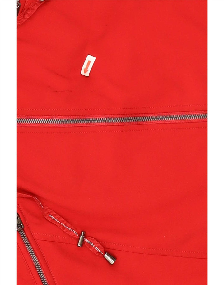 French Connection Chaqueta impermeable con capucha y corte regular para mujer, talla 40, color rojo