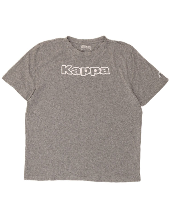 KAPPA Camiseta gráfica para hombre Top XL Algodón moteado gris
