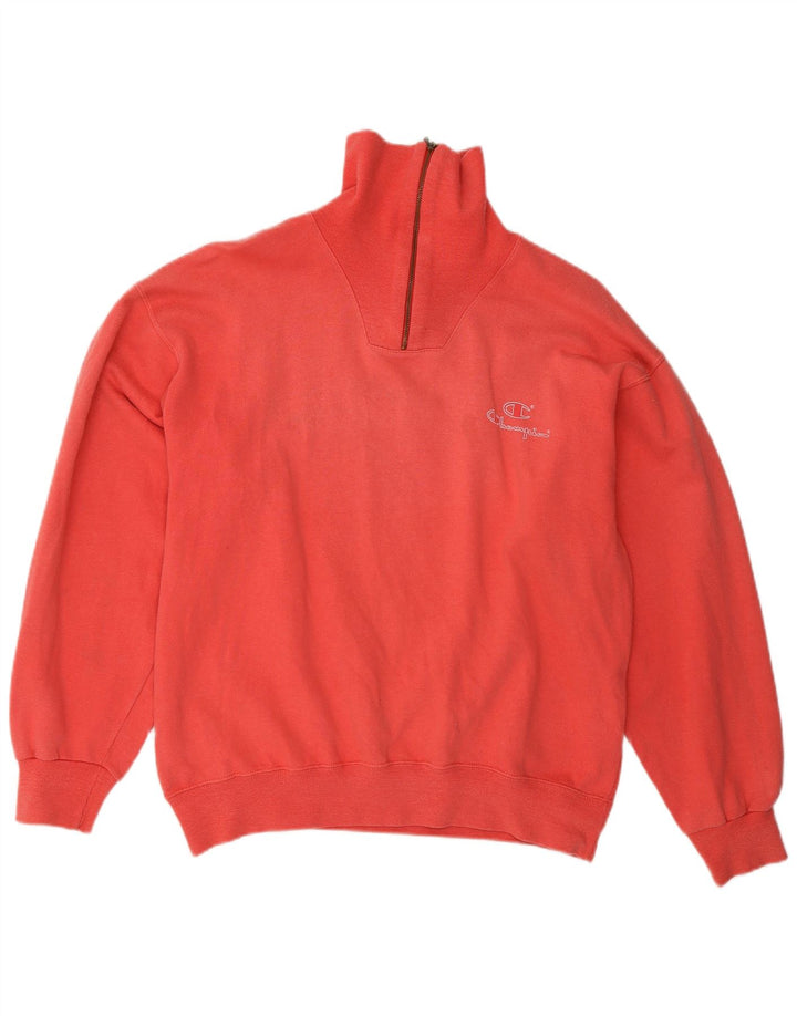CHAMPION Sudadera con cuello y cremallera para mujer UK 14 Medium Red Cotton