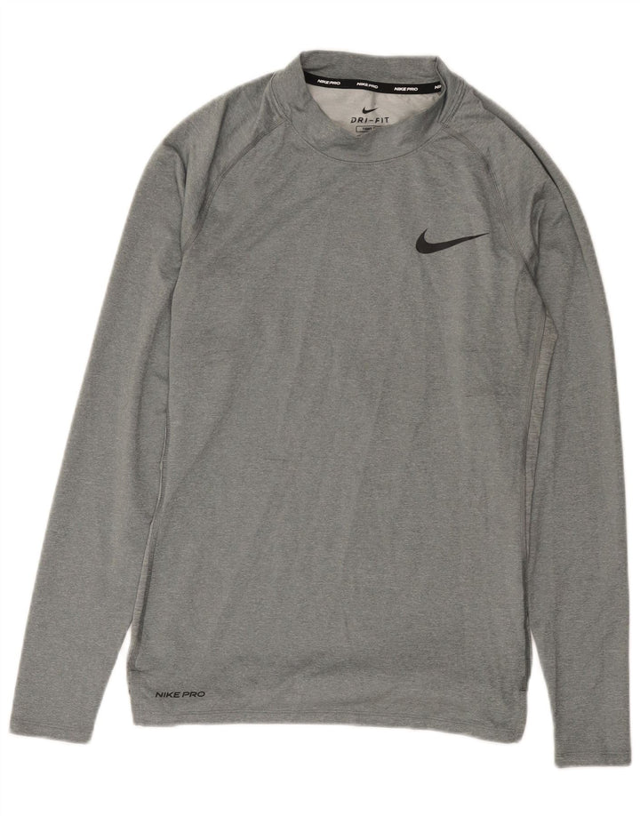 Camiseta Nike Dri Fit para hombre de manga larga de poliéster gris medio