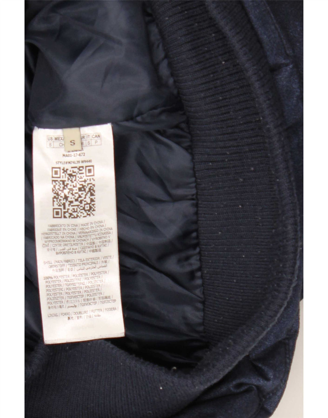 Guess Chaqueta acolchada con capucha para hombre UK 36 Small Poliéster azul marino