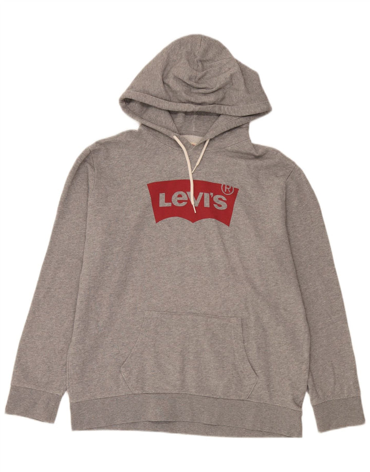 Levi's Jersey con capucha gráfica para hombre de algodón gris grande