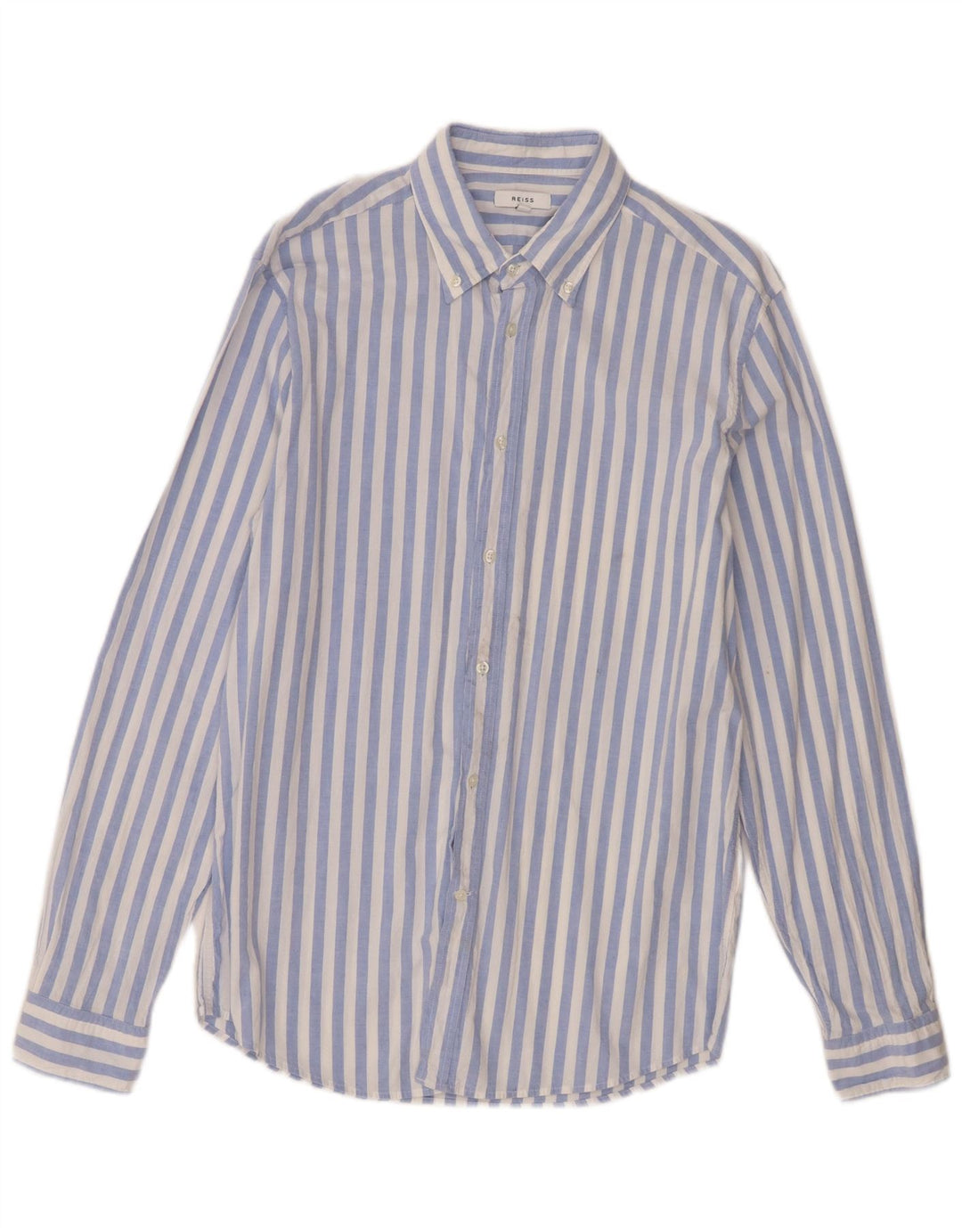 Camisa Reiss para hombre de algodón a rayas azules grandes
